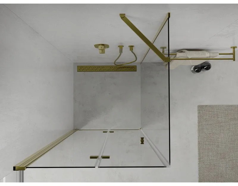 Mexen Lima sprchovací kút 80x80 cm, priehľadná, zlatá, 856-080-080-50-00