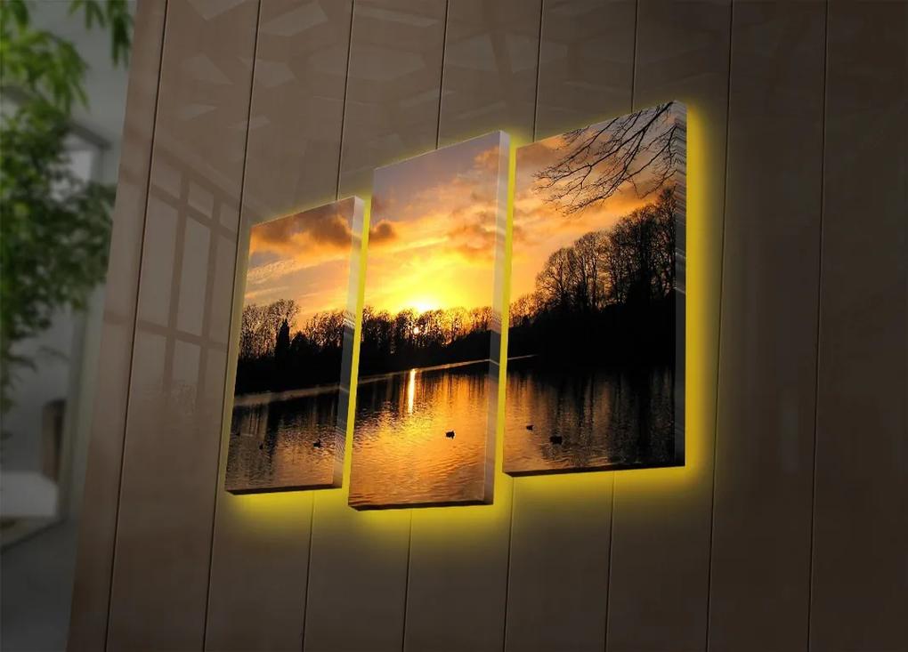 Viacdielny obraz s LED osvetlením VÝCHOD SLNKA 66 x 45 cm