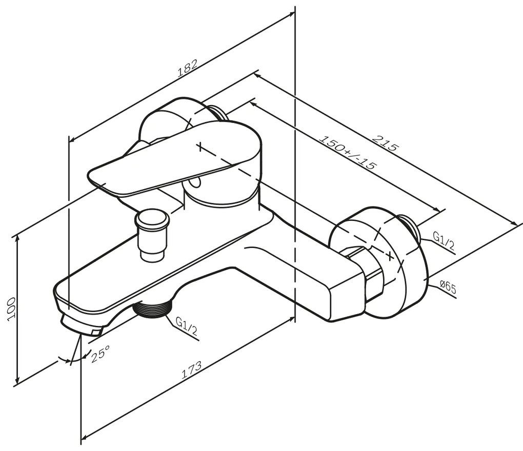 Vaňová a sprchová batéria AM.PM Hit FTA15000 s ručnou sprchou, chróm