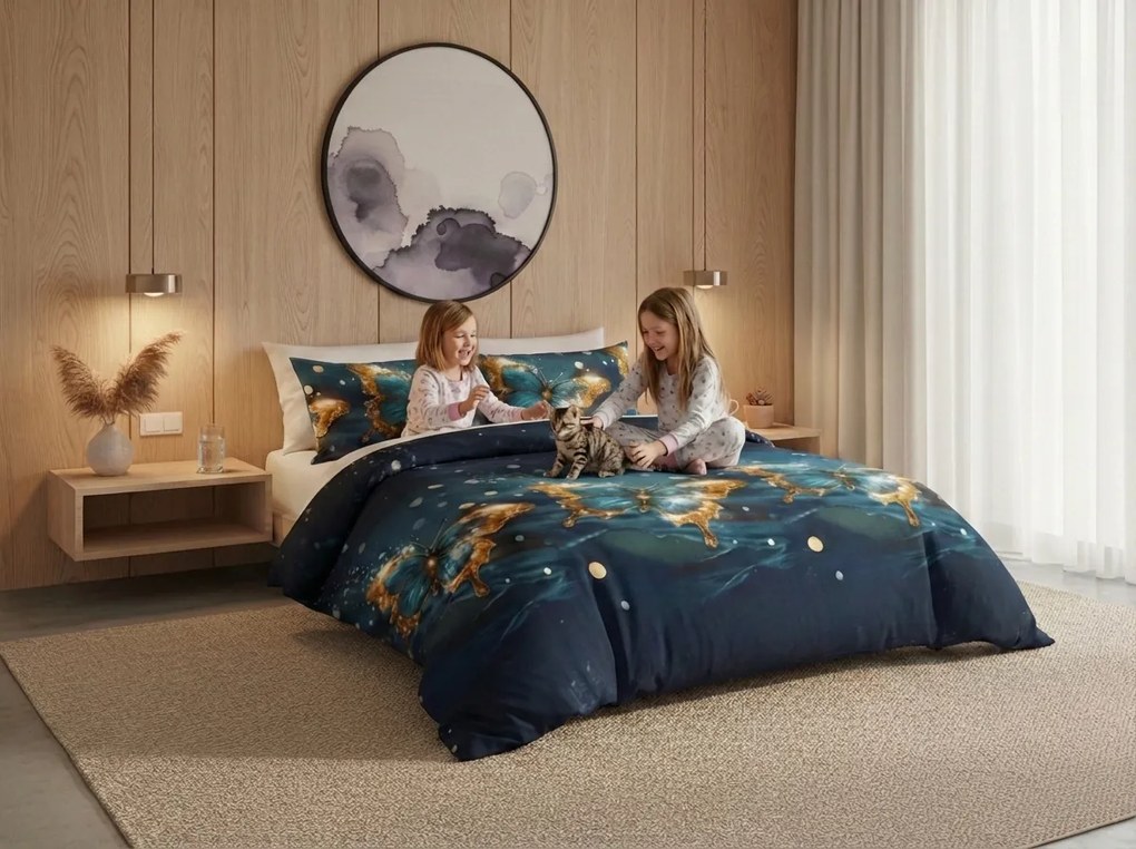 Obliečky z mikrovlákna MYSTIC BUTTERFLY modré Rozmer obliečky: 70 x 80 cm | 140 x 200 cm