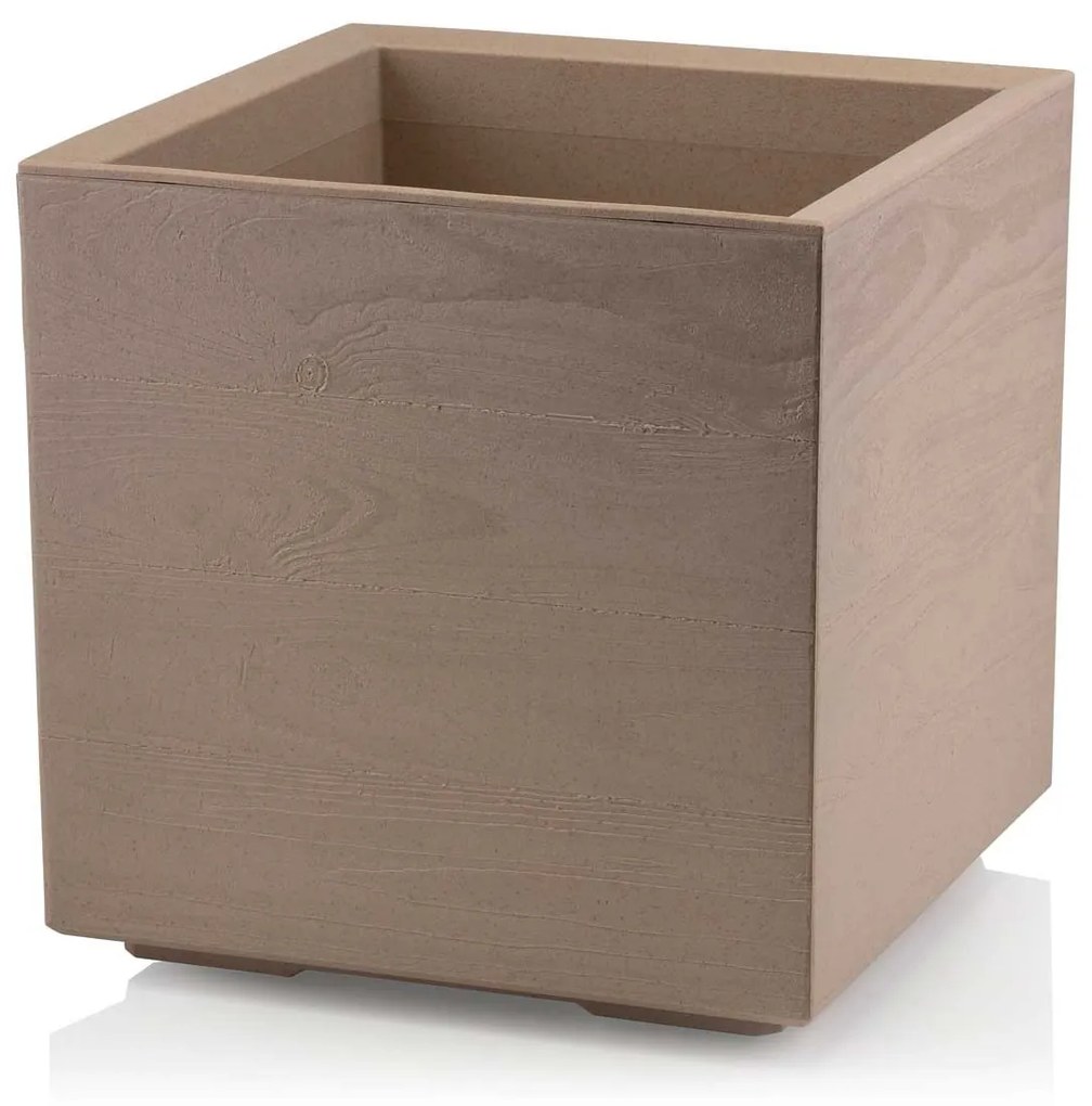 PLASTOVÝ KVETINÁČ NA KOLIESKACH BETONIQUE 40X40 CM BÉŽOVÁ