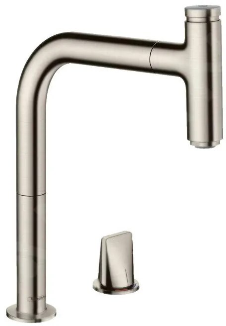 Hansgrohe M71, drezová batéria M7119-H200 s výsuvnou spŕškou, 2-otvorová inštalácia, sBOX, vzhľad nerezový, HAN-73804800