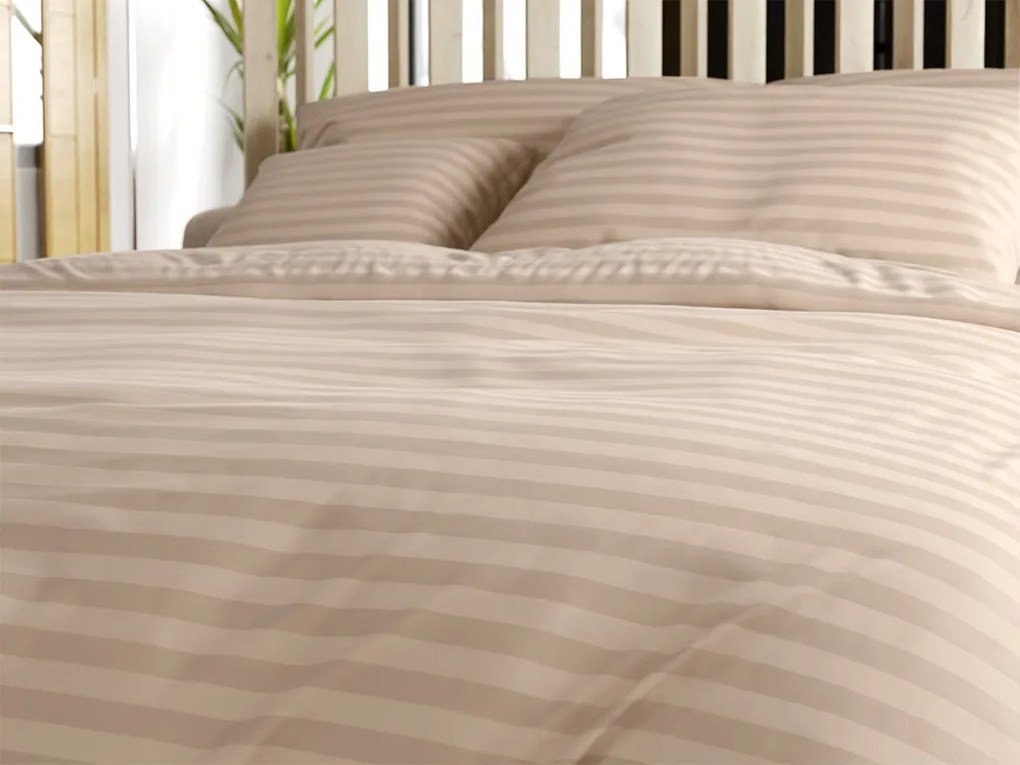 Hotelové obliečky z mikrovlákna JASMINE béžové - prúžok 2 cm Rozmer obliečky: 70 x 90 cm | 140 x 220 cm