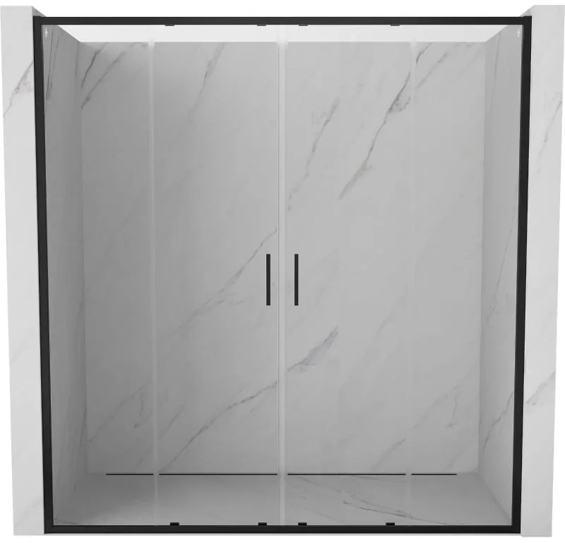 Mexen Exo, 2-krídlové posuvné 170x200 cm, 6mm číre sklo, čierny profil, 8152-170-000-70-00