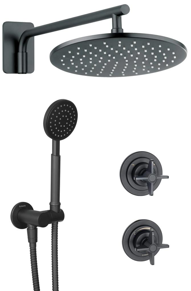 Deante Temisto, podomietková sprchová súprava s ručnou a hlavovou sprchou, čierna matná, DEA-NAC_N9QT