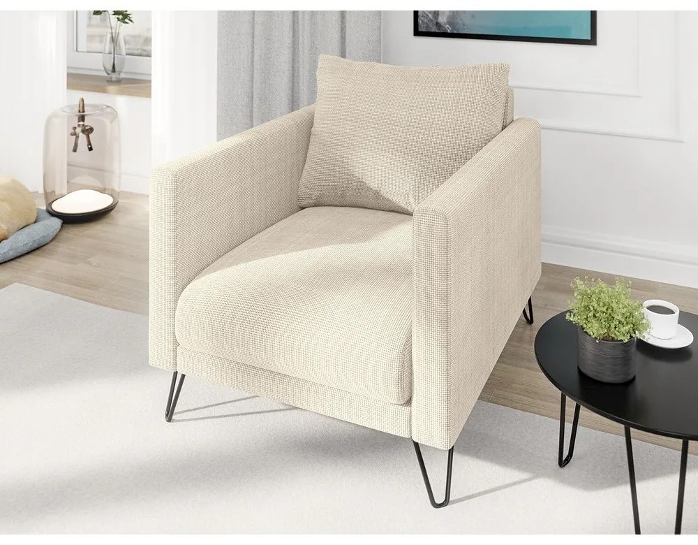 Krémové ženilkové kreslo Freya – Ropez