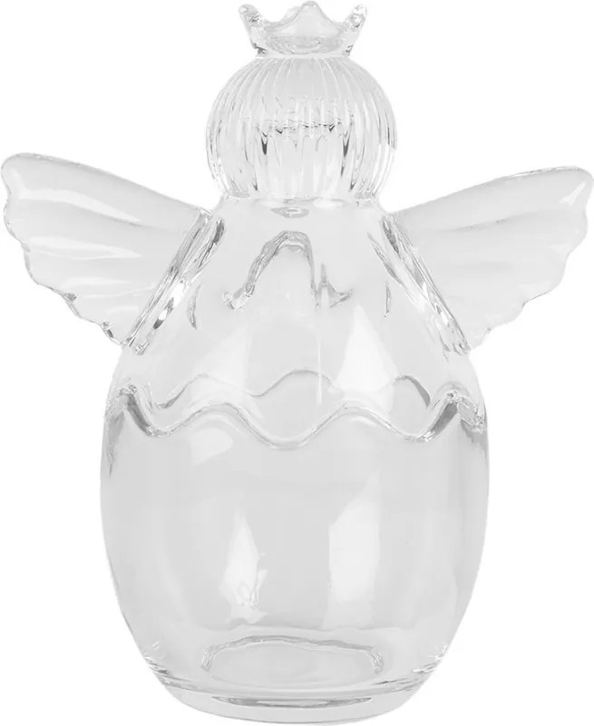 Transparentná sklenená dóza anjel - 15*10*18 cm