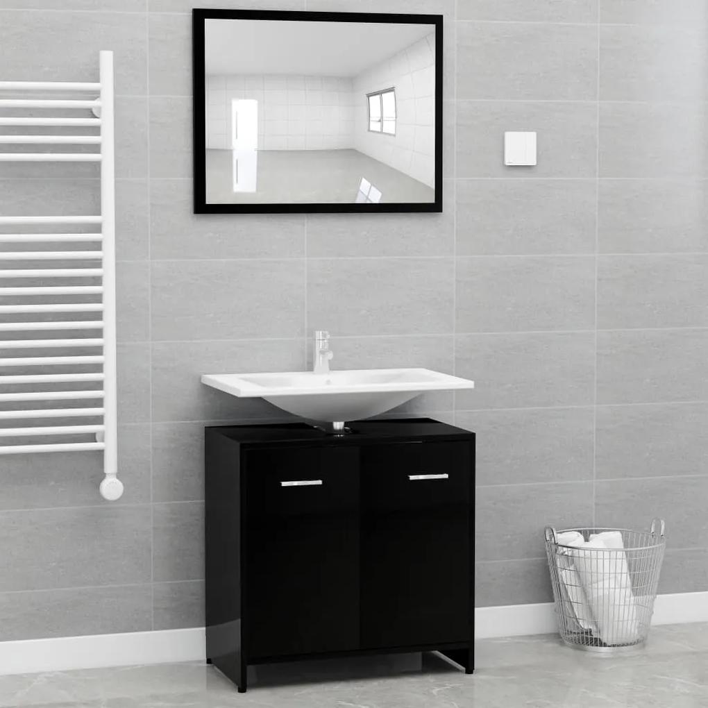 vidaXL Súprava kúpeľňového nábytku, lesklá čierna, drevotrieska