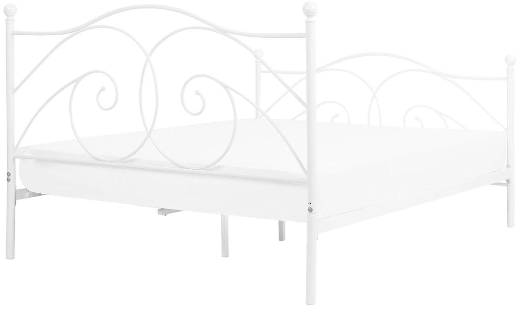 Kovová posteľ 140 x 200 cm biela DINARD Beliani