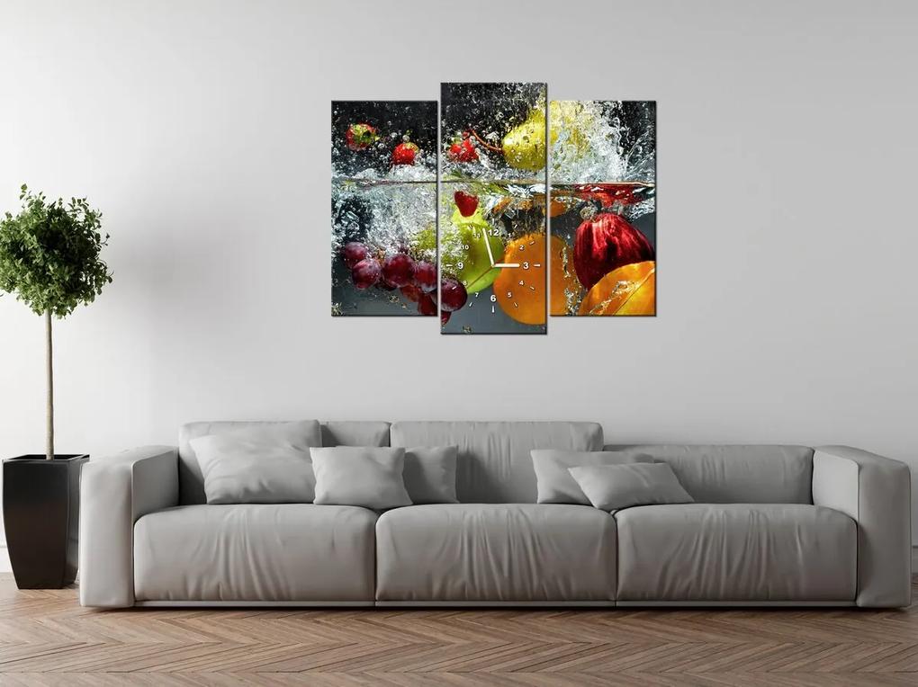 Gario Obraz s hodinami Sladké ovocie - 3 dielny Rozmery: 90 x 70 cm