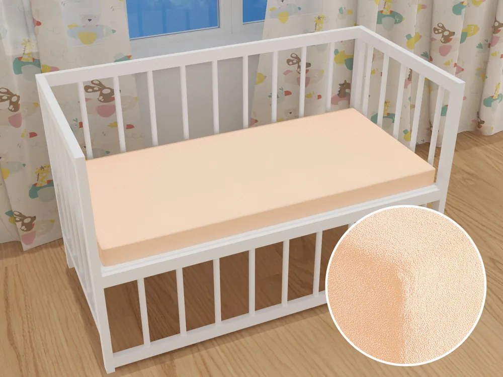 Detské froté napínacie prestieradlo do postieľky FR-021 Púdrové 80 x 140 x 10 cm - do postieľky