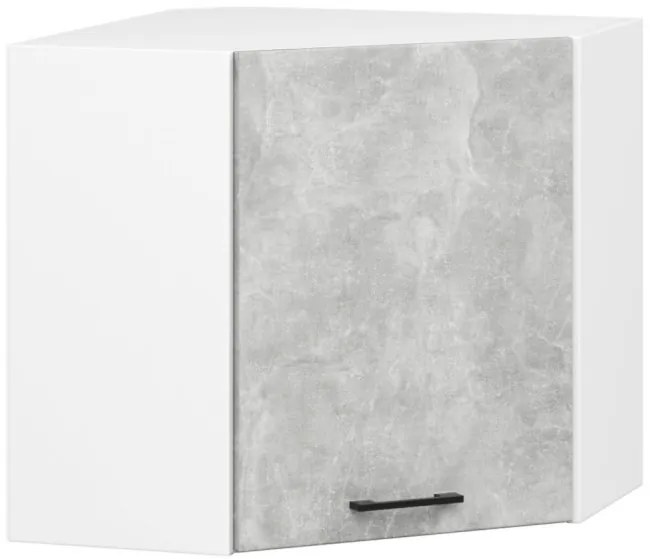 Rohová kuchynská linka OLIVIA 3 m s vitrínou betón