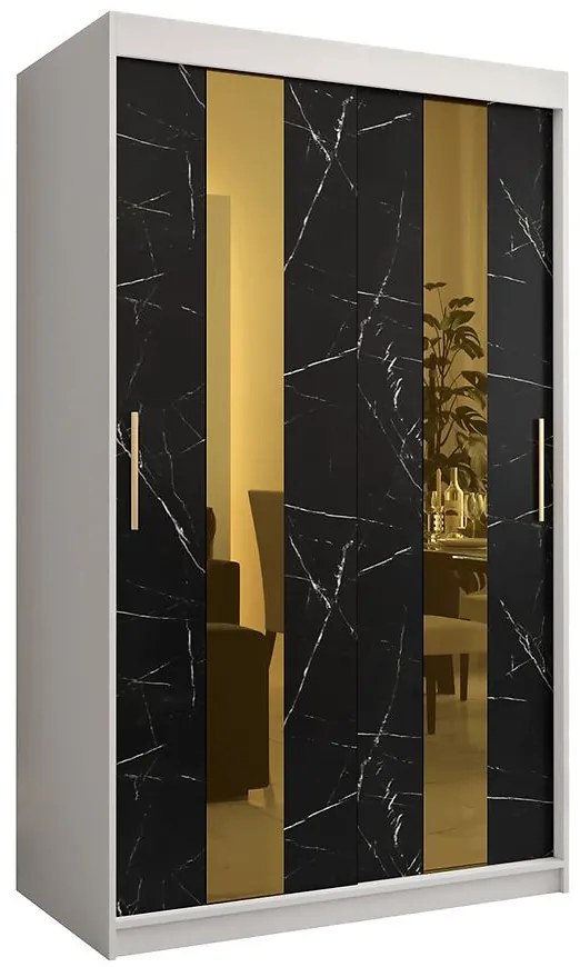 Skriňa Platinum Pole 120 biely mramor/čierna