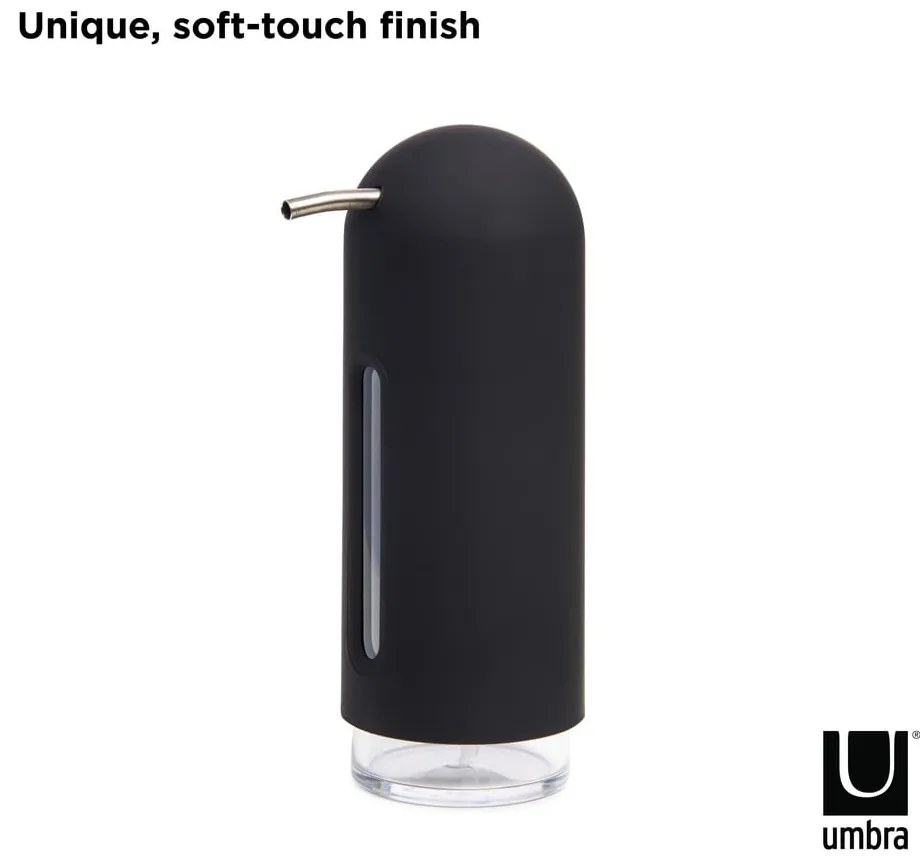 Čierny plastový dávkovač mydla 350 ml Penguin – Umbra