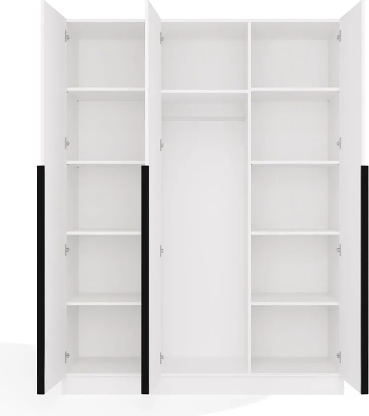Šatní skříň Senso 3D 150 cm bílá/černá