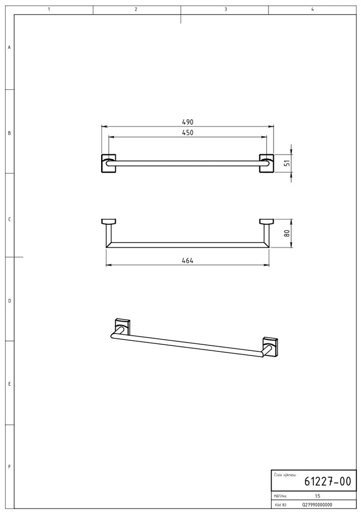 Novaservis - Držiak uterákov 500 mm Metalia 12 chróm, 0227,0