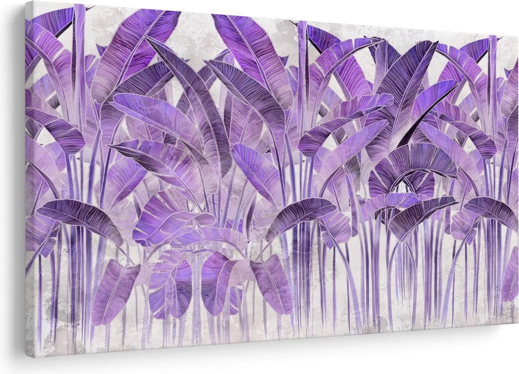 Obraz - Fialové listy v omietke (90x60 cm)