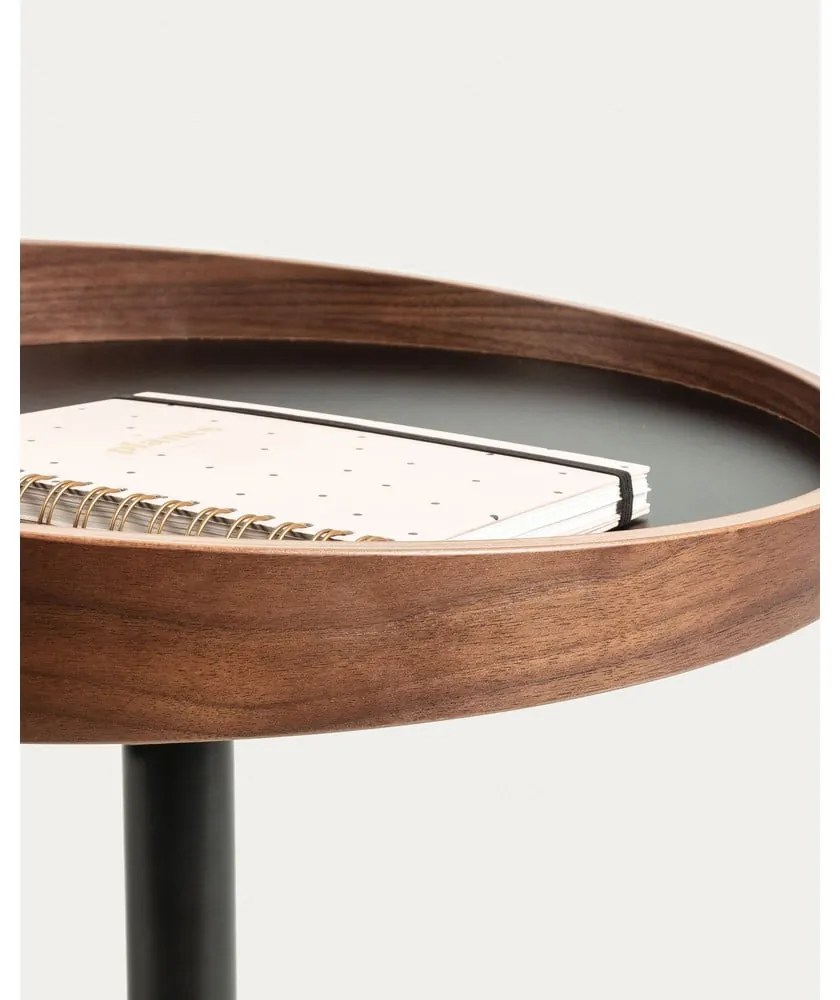 Okrúhly odkladací stolík s doskou v dekore orechového dreva ø 46 cm Kaori – Kave Home