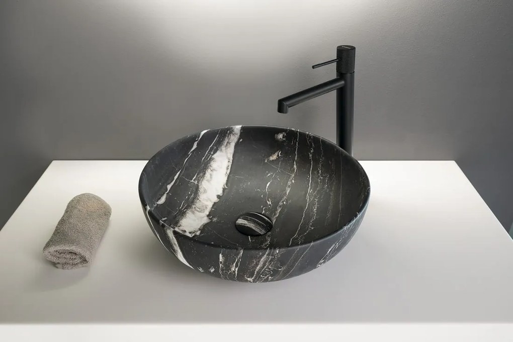 Sapho Sapho, RONDANE keramické umývadlo na dosku priemer 41cm, carnico marmor, AR435CM