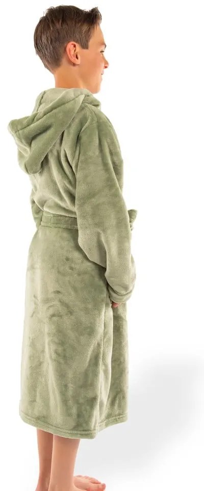 Zelený detský župan z mikroplyšu veľkosť 134-140 Delux – Tiseco Home Studio