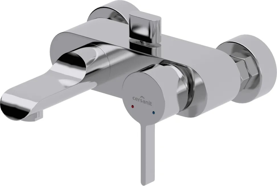 CERSANIT - Vaňová batéria so sprchou Luvi jednopáková, tříotvorová, nástenná, s pevným výtokovým ramienkom, s prepínačom, chróm (S951-012)