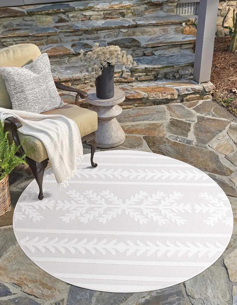 Dekorstudio Okrúhly terasový koberec SANTORINI - 411 krémový Priemer koberca: 160cm