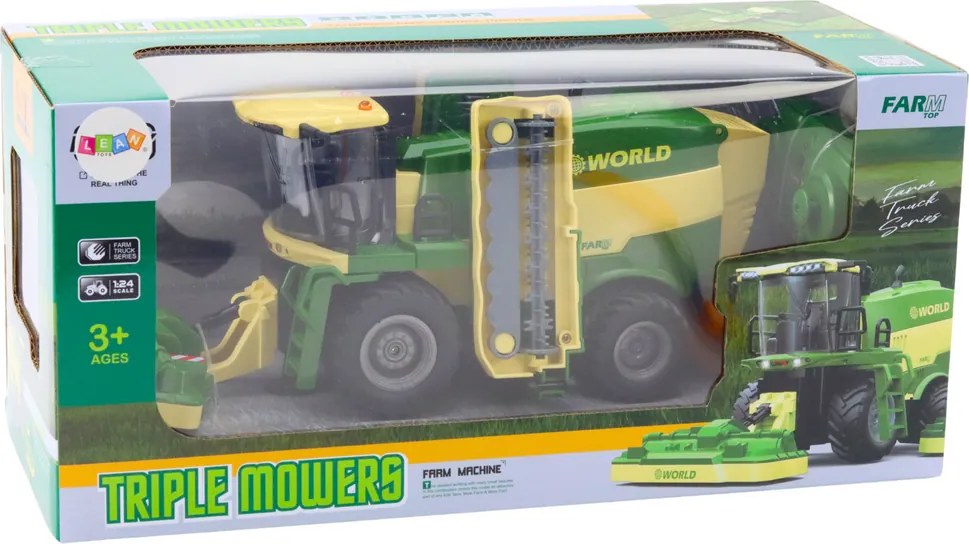 LEAN Toys Kombajn s kosačkami na trávu s efektom pary, diaľkovo ovládaný RC 2,4 GHz