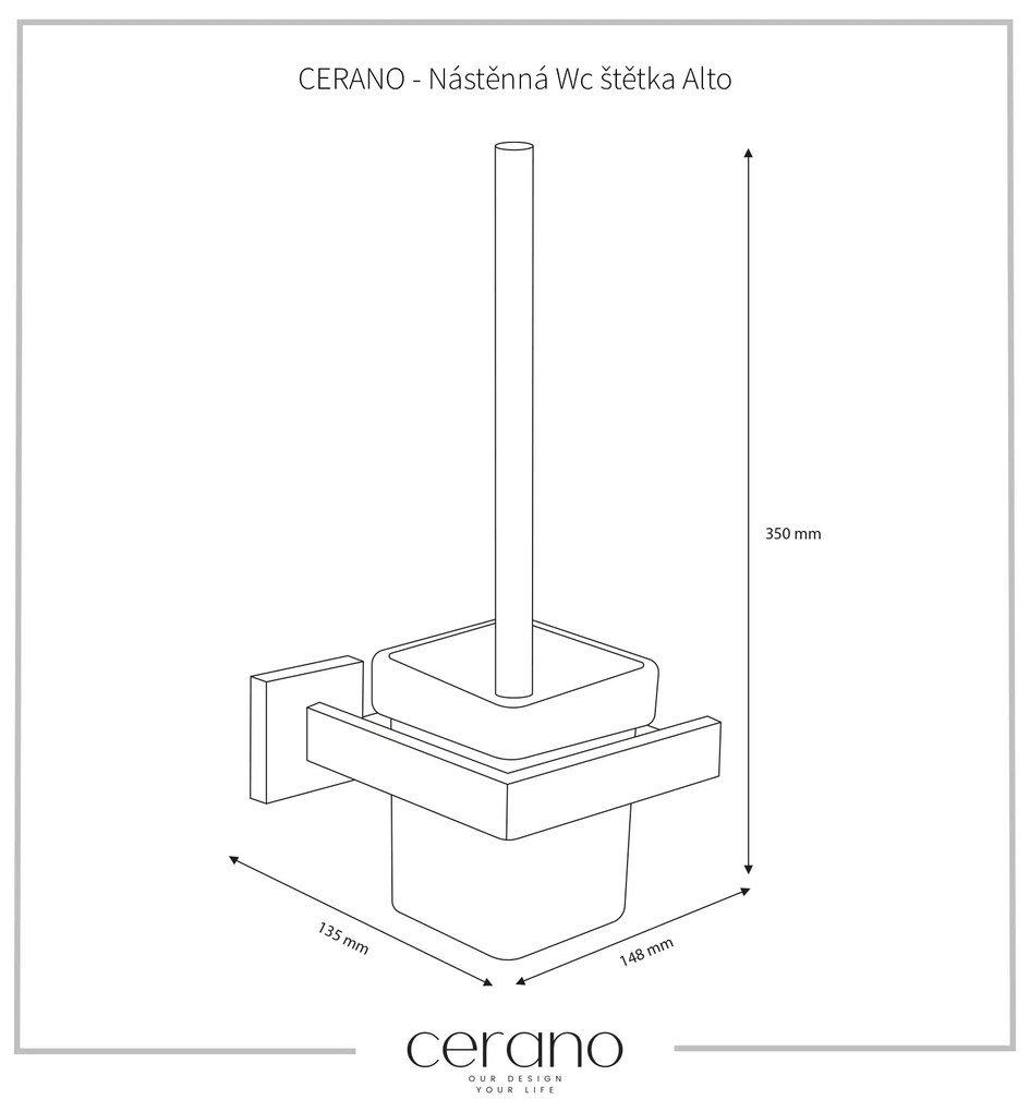 CERANO - Nástenná WC kefa Alto - čierna matná, CER-CER-479350