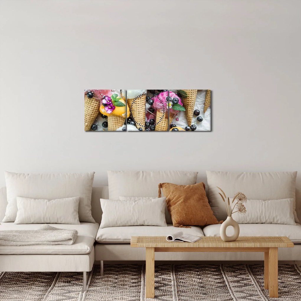 Obraz so zmrzlinami (s hodinami) (90x30 cm)