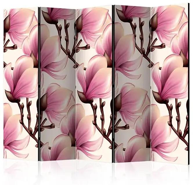 Paraván - Blooming Magnolias II [Room Dividers] Veľkosť: 225x172, Verzia: Obojstranný