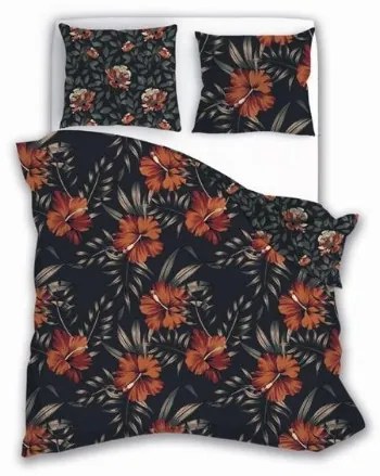 Bavlnené obliečky Elegant 028 160x200 + 2x 70x80 čierno-oranžové
