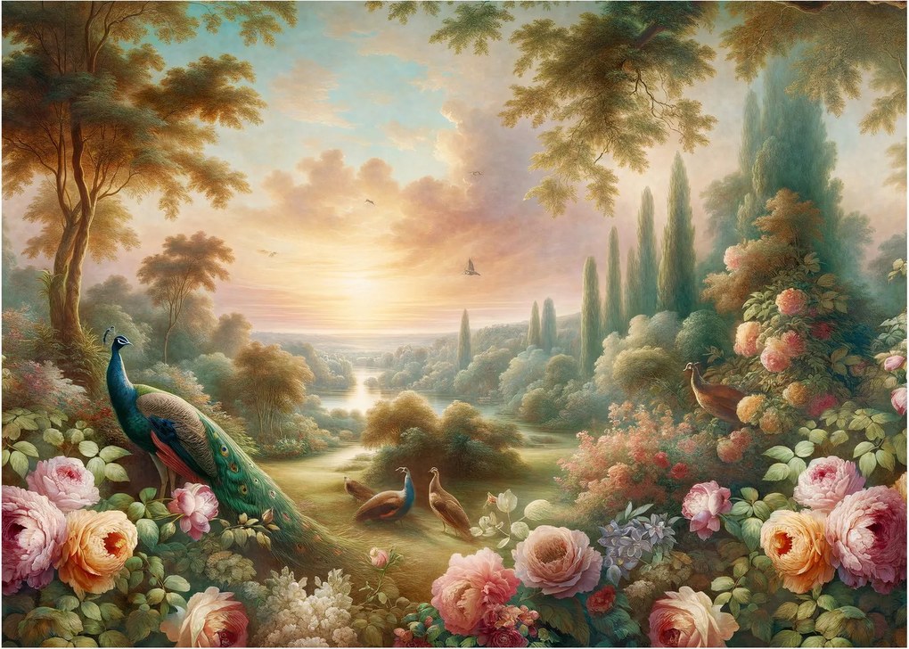 Obraz - Pávy v záhrade (70x50 cm)