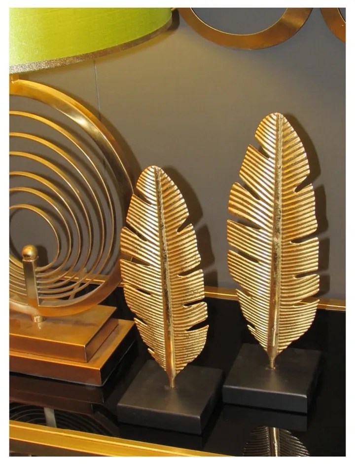 Dekoratívny svietnik v zlatej farbe Mauro Ferretti Feather, výška 34 cm