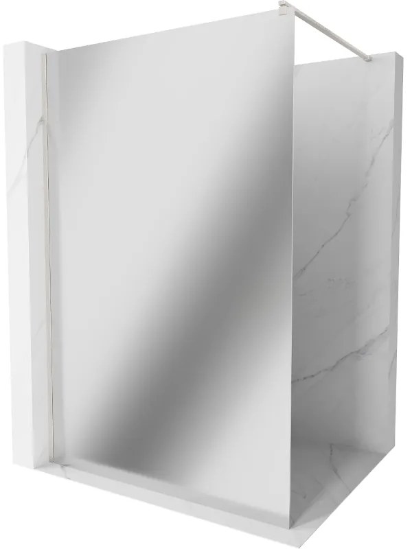 Mexen Kioto, sprchová zástena Walk-In 110 x 200 cm, 8mm sklo vzor zrkadlo, brúsená oceľ profil, 800-110-101-97-50