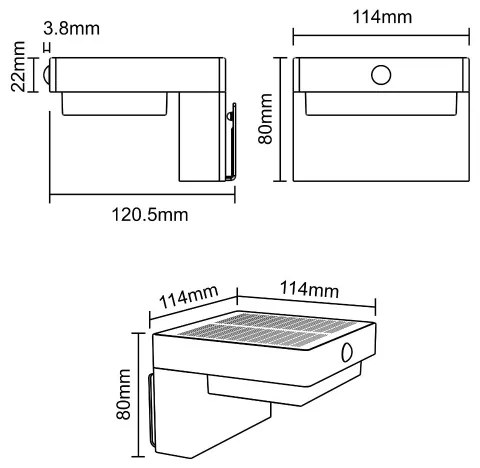 Zuma Line WT33811-LED Solárne nástenné svietidlo GRID LED/4,5W/2000mAh IP44 čierna