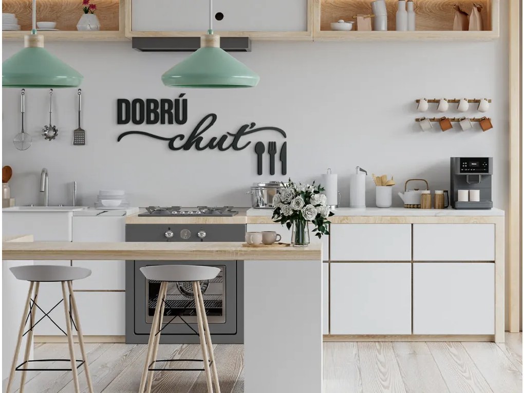 drevko Nálepka na stenu Dobrú chuť Rozmer obrazu: 29 x 59,5 cm, Farba dekorácie: Čierna