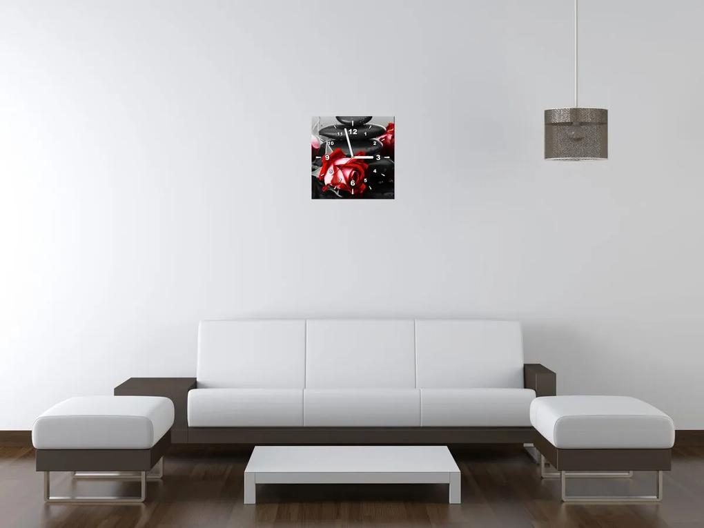 Gario Obraz s hodinami Roses and spa Rozmery: 100 x 40 cm