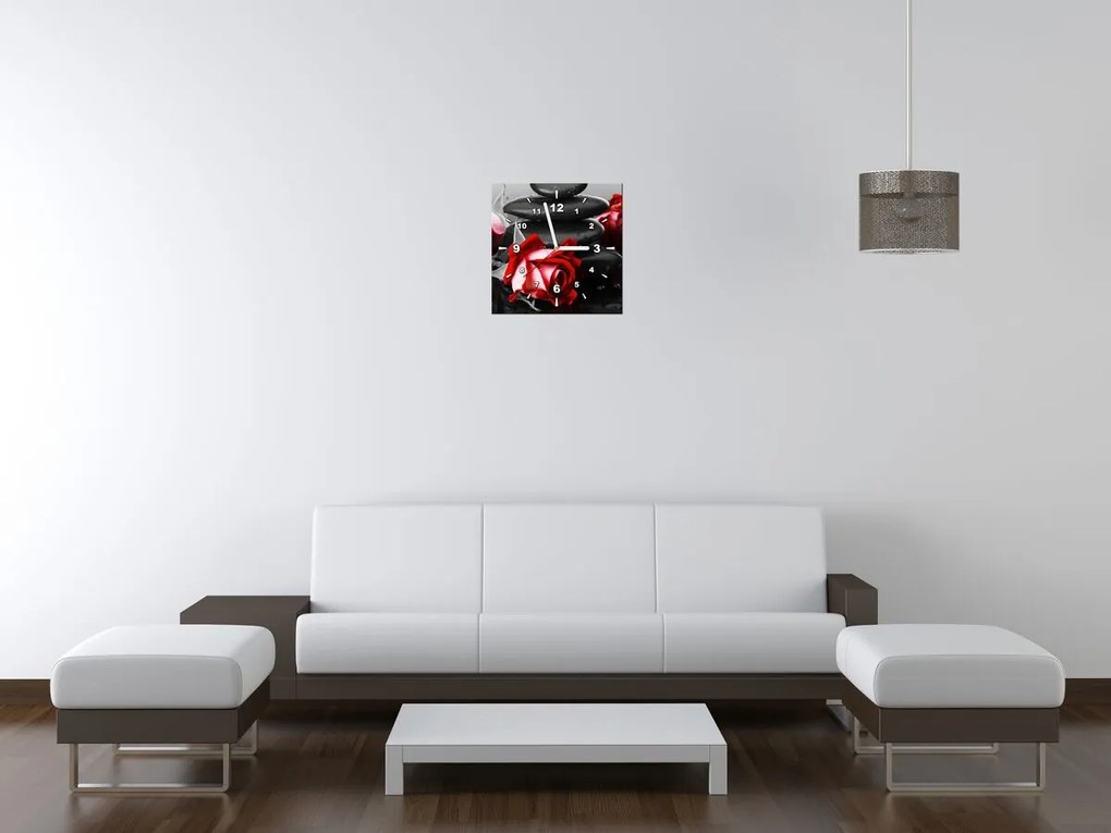 Gario Obraz s hodinami Roses and spa Rozmery: 40 x 40 cm