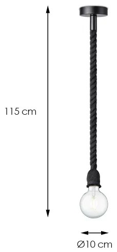 Luster na lanku LEONARDO ROPE 1xE27/10W/230V čierna