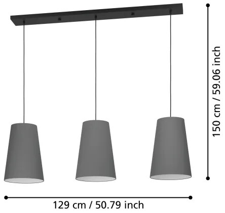 Eglo 390136 - Luster na lanku PETROSA 3xE27/40W/230V šedá