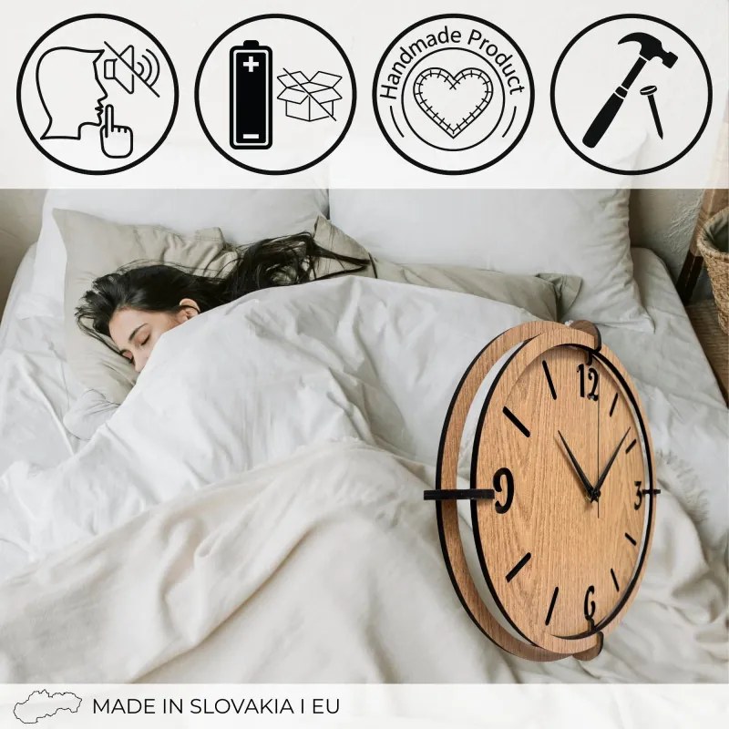 3D Nástenné hodiny Zlatý dub, tiché, moderné | SENTOP HDF0601-OAK