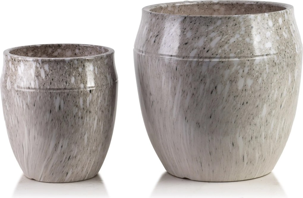Sada 2 ks keramických květináčů NEVA XIV šedá