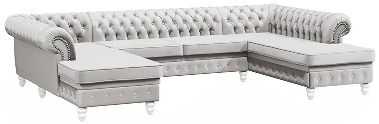 PROXIMA.store - Luxusná sedačka CHESTERFIELD LONG U FARBA NÔH: čierna, DRUH LÁTKY: TORRE - 17, FARBA OZDOBNÝCH ŠPENDLÍKOV: barok
