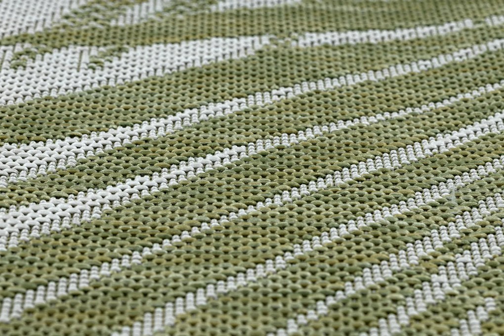 Koberec SISAL SION palmové listy, tropický 2837 ploché tkanie ecru / zelená Veľkosť: 60x300 cm