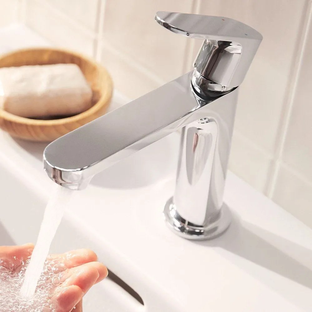 HANSGROHE Rebris S páková umývadlová batéria CoolStart s plastovou odtokovou súpravou s tiahlom, výška výtoku 109 mm, chróm, 72519000