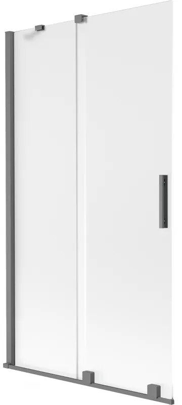 Mexen Velar, 2-krídlová posuvná vaňová zástena 100 x 150 cm, 8mm sklo námraza, brúsený grafit, 896-100-000-31-95