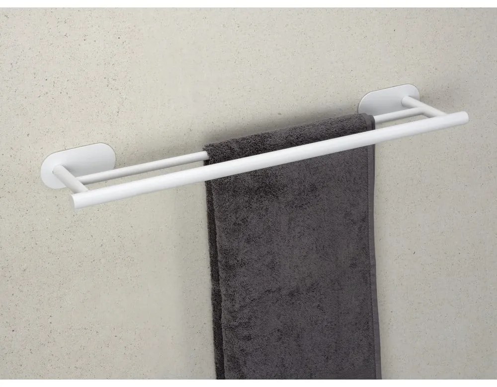 Biely samodržiaci držiak na uteráky z nehrdzavejúcej ocele Orea Duo – Wenko