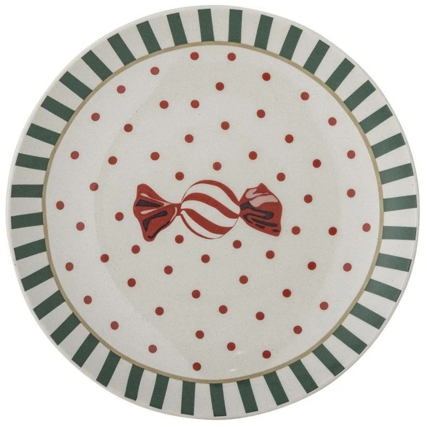 Biely dezertný tanier s vianočným motívom z kameniny ø 16 cm Yule – Bloomingville