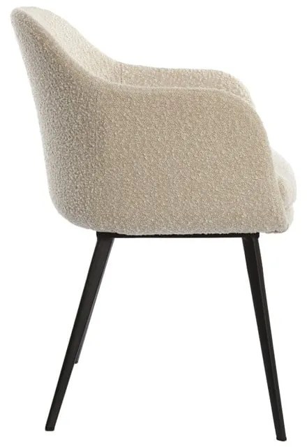 Krémovobiele čalúnené jedálenské kreslo s podrúčkami Leone – Light &amp; Living