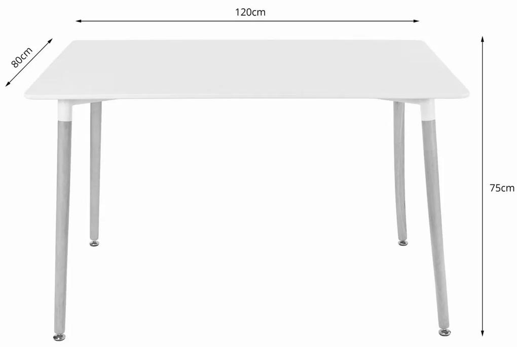 Drevený obdĺžnikový jedálenský stôl 120cm x 80cm - biely